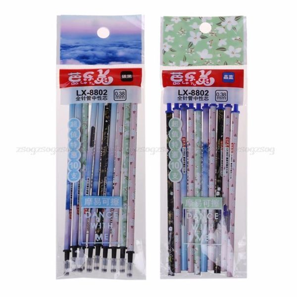 

refills 10pcs/set 0.38mm erasable gel ink pen magic writing study office supply jun13 drop, Black;red