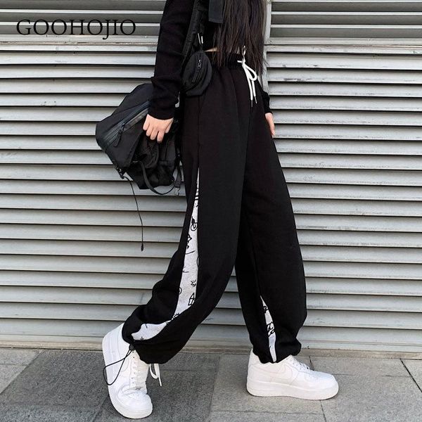 

women's pants & capris goohojio 2021 spring and autumn high waist pant women oversized fashionable sweatpants for couple loose vintage, Black;white