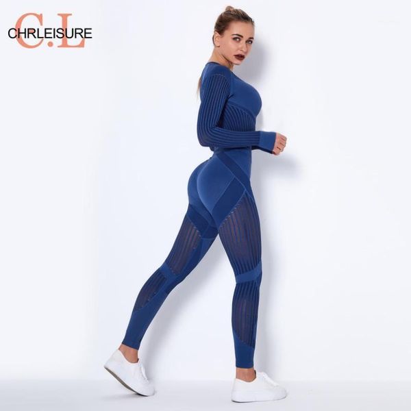 

women's tracksuits chrleisure solid women set fitness tracksuit 2pcs sports suits long sleeve shirts+high waist leggings 2021, Gray