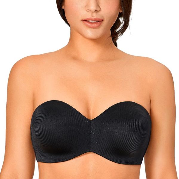 

bras women's multiway strapless minimizer bra plus size underwire unlined, Red;black