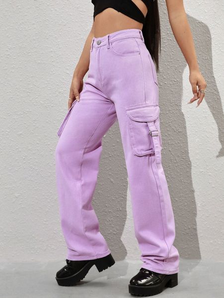 

buckle knot flap pocket jeans x5yi#, Blue