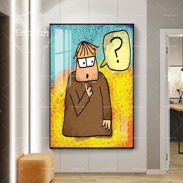 

pieces cartoon character thinking wall art pictures modern artworks for living room poster home decor canvas painting paintings