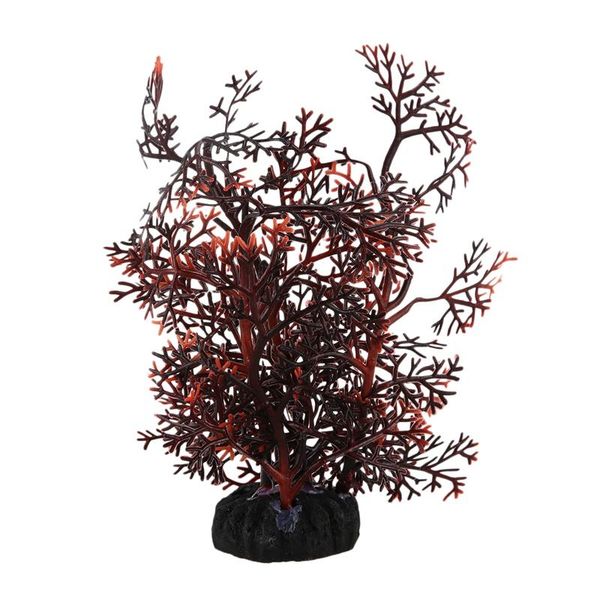 

decorations aquarium aquascaping artificial plant decor, dark brown/ red