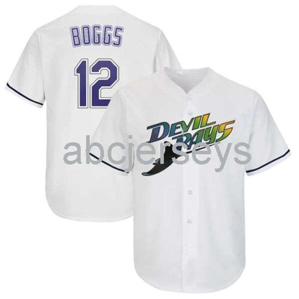 

wade boggs #12 baseball jersey xs-6xl, Black