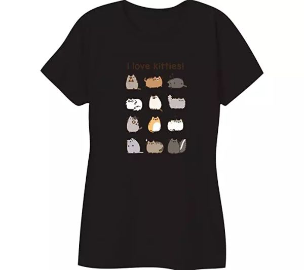 

pusheen the cat i love kitties girls women's t-shirt nwt licensed & authentic, White;black