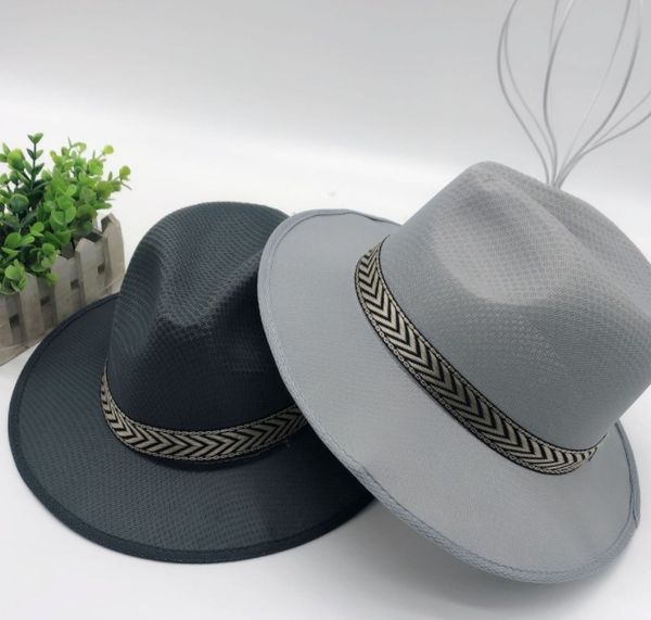 

summer men's outdoor fishing sun visor big brim jazz hat, Blue;gray