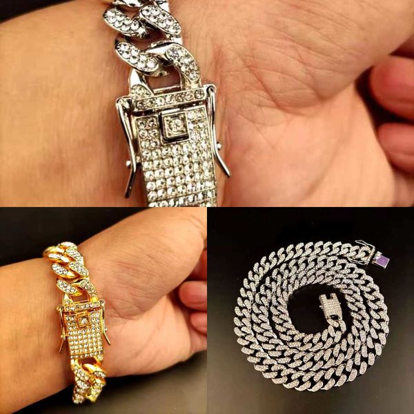 

1 hip hop men's necklace with ice chain and flash, fashion jewelry, cz stone, 13mm q0809, Silver