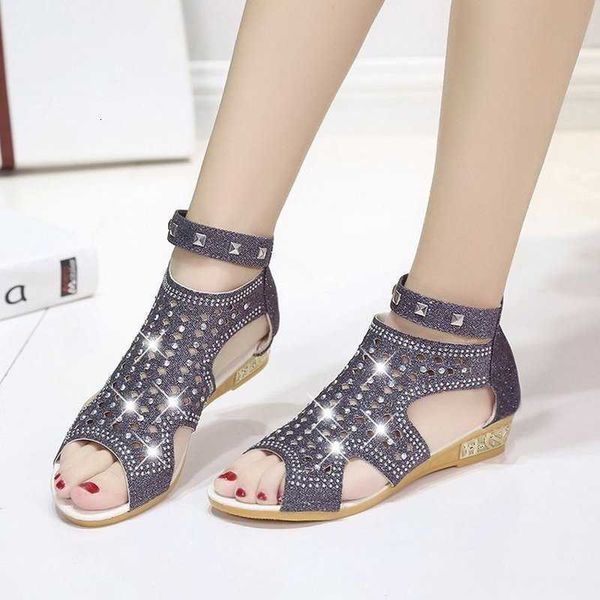 

sandals luxury women trendy platform wedge low heel peep toe zip rubber sole outside beach shoes ladies summer 2021 0tg, Black