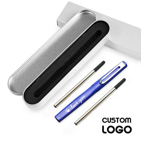 

ballpoint pens 1pcs high grade design company logo gift ideas laser engraved metal customized with your and web url contacts, Blue;orange