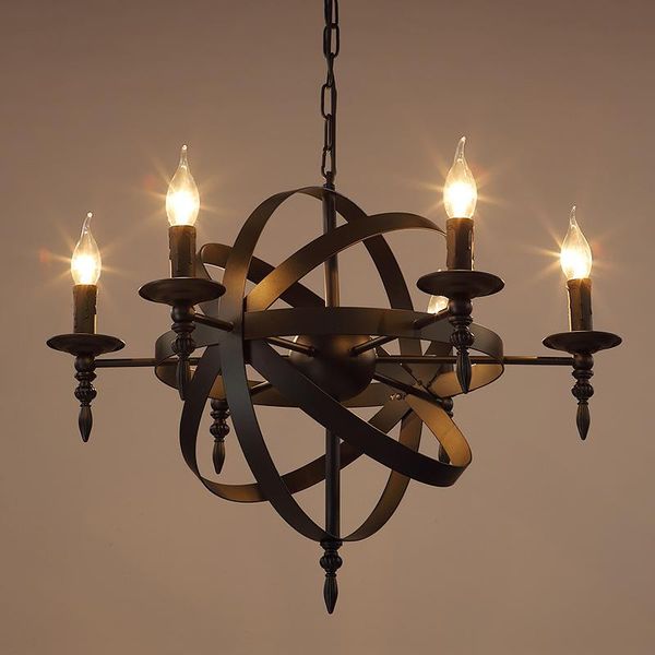 

vintage retro candle pendant lights fixture wrought iron lof american living room el hanging lamp bronze luminaire lamps