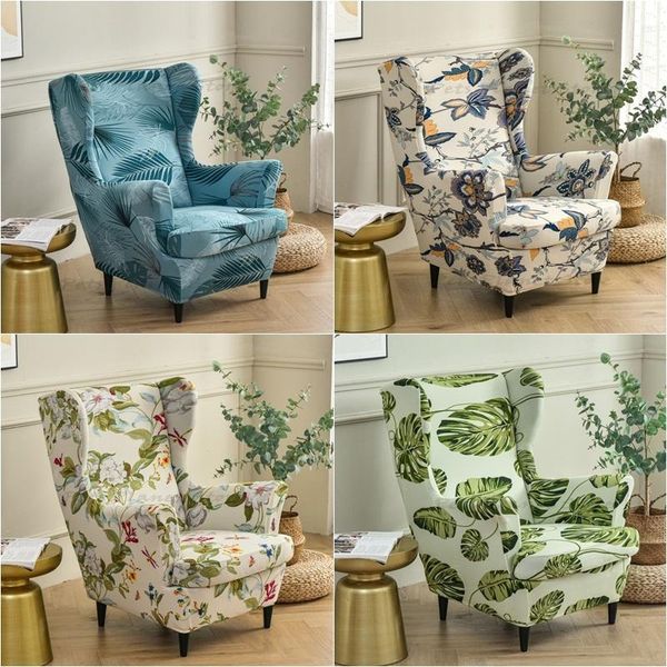 

chair covers pastoral style wing cover stretch spandex armchair nordic detachable leisure sofa with cushion