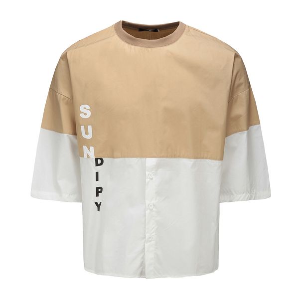 

2019 summer japanese men's loose hip hop youth round neck t-shirt letter printed sunscreen t-shirt jt08, White
