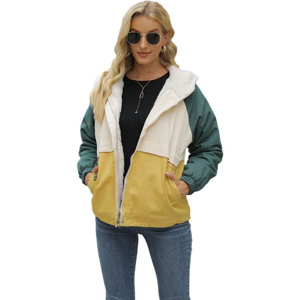 

women's jackets cotton padded jacket in autumn and winter thicken hooded warm coat wool cotton-padded, Black;brown