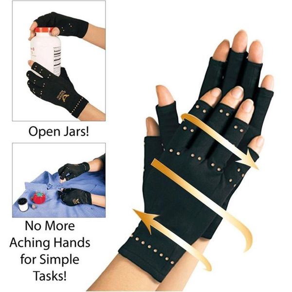 

wrist support 1pair brand hands arthritis gloves therapeutic compression men woman circulation grip artritis, Black;red