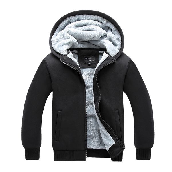 

men's coat autumn winter thickened fashion casual warm zipper hooded fce liner sweaters et mens clothing, Black
