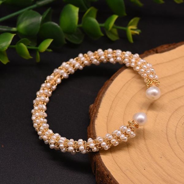 

bangle natural fresh water white small pearls cuff bangles for girl birthday gifts women's minimalism jewelry handmade brazalete party, Black