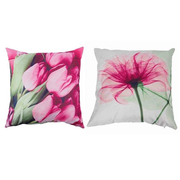 

pillow case 1pcs 45x45cm rose / peony flower floral print throw cushion cover dark pink with modern ink painting fla
