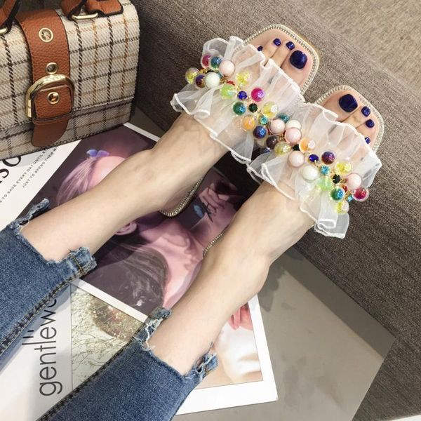 

shoes multicolored sandals slippers soft slides slipers women fashion jelly flip flops comfort 2021 luxury glitter flat fretwork, Black