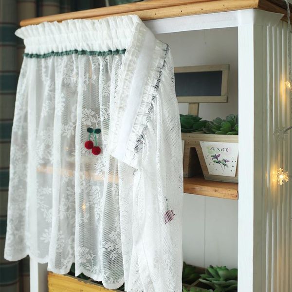 

pleated paste curtains customized lace half with cherry short curtain & drapes