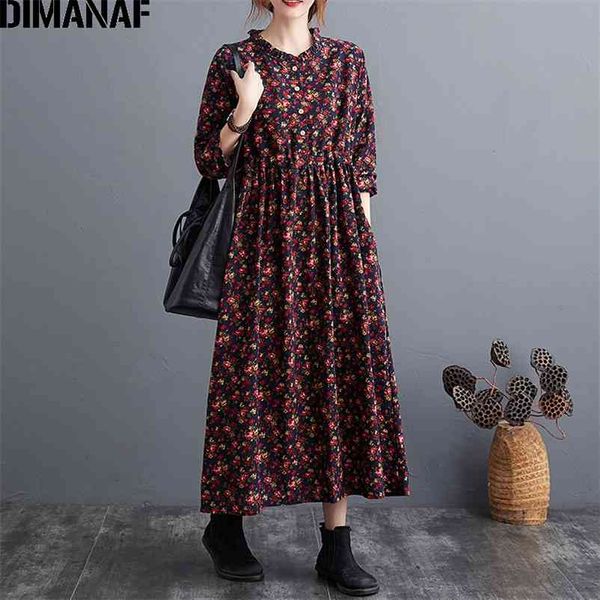 

plus size women dress vintage long sleeve floral print elegant lady vestidos prairie chic loose autumn winter clothing 210531, Black;gray