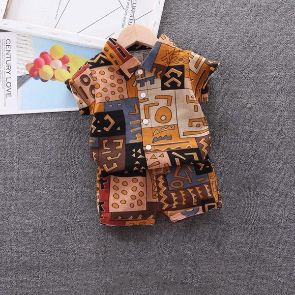 

clothing sets 15# 0-6 y boys cartoon printed clothes set summer beach style fashiom casual 2pcs short sleeve shirts shorts, White