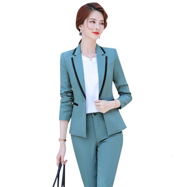 

women's suits & blazers fashion ol winter 2 piece set pant suit women green black one button blazer jacket and trousers female ladies w, White;black