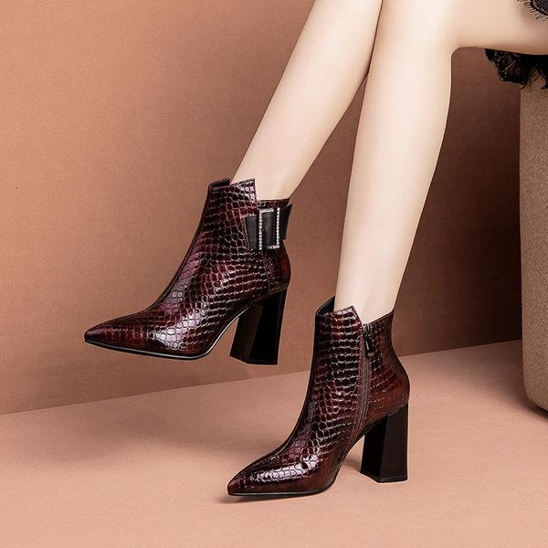 

boots 2021 spring women's shoes high-quality microfiber material low shaved leather embossed design fashion, Black