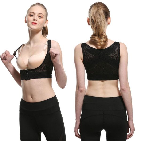 

yoga outfits adjustable women breast correction posture corrector back chest support belt shoulder brace care corset face lift tool, White;red