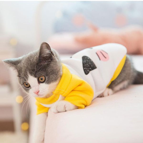 

cute print small cat hoodie coat winter warm pet clothes for chihuahua sweatshirt puppy pullover pets clothing costumes