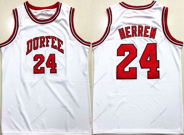 Custom Chris Herren #24 Durfee High School Basketball Jersey Ed White Size S-4xl Qualsiasi nome e numero di maglie di alta qualità