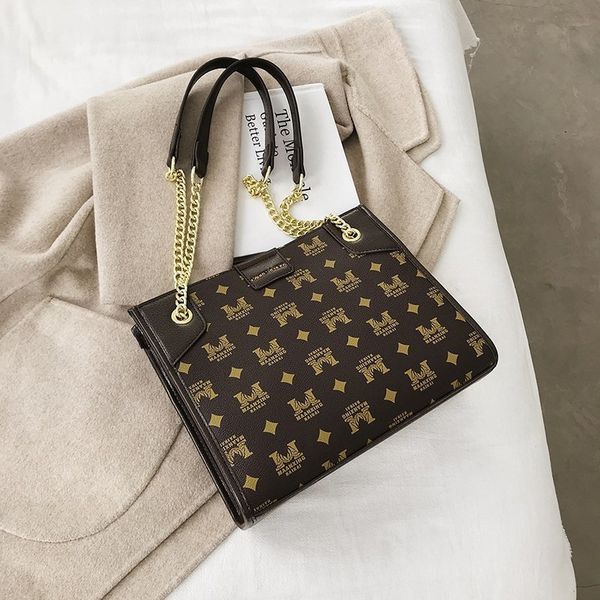 

luxury handbags simple hand women's versatile 2021 autumn winter new printed chain single shoulder tote large capacity messenger bag