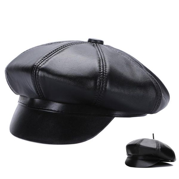 

visors arrival men's sheep skin leather hat octagonal cap elder peaked yong man fashion genuine lather b-7147, Blue;gray
