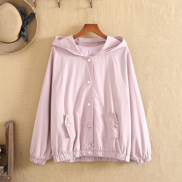 

plus size outerwear & coats women coat spring and autumn wear hooded long sleeve extra large loose jacket solid color for fatwomen, Black