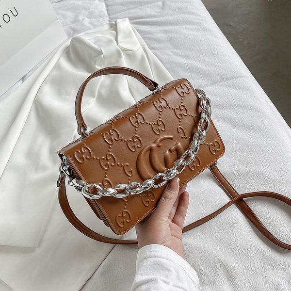 

design bags bag 2021 new simple fashion letter embossed acrylic chain one shoulder messenger bags