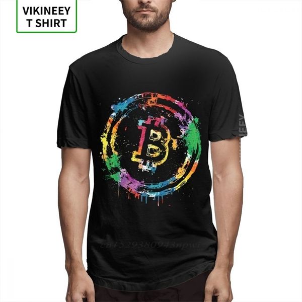Cool Men T Рубашки Красочные Bitcoin Цвета Tee Рубашка 3D Печать Графическая Футболка Чистый Хлопок XS-3XL Плюс Размер футболки 210706