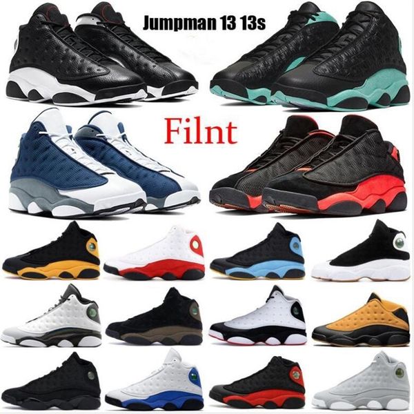 

flint jumpman 13 13s men basketball shoes reverse he got game cap and gown black island green bred court purple carmelo anthony sneakers
