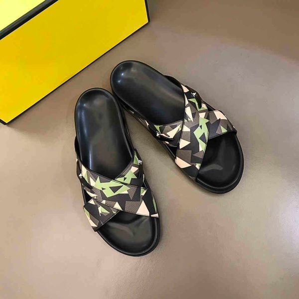 

fashion popular classic slippers summer luxury man beach big head designer leather flat sandals l bath men size 38-45 zlh, Black