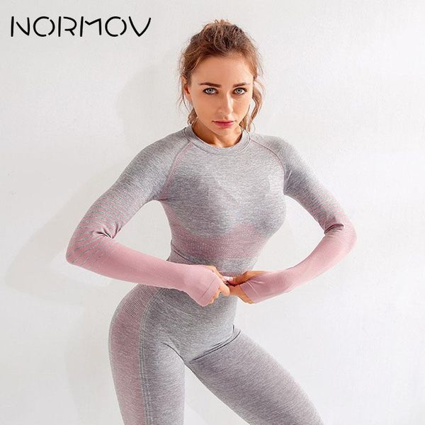 

long sleeve yoga fitness sports stripe shirt women gym sportswear running t-shirt outfits, White;red