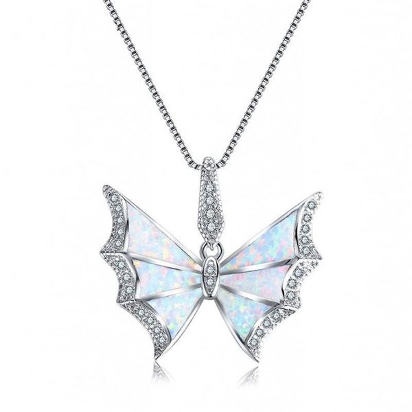 

chains fashion all-match bright sea blue butterfly pendant charm necklace holiday gift jewelry wholesale, Silver