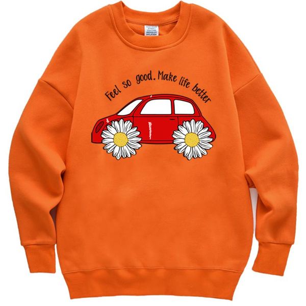 

women's hoodies & sweatshirts chrysanthemum car printing hoodie womens fashion crewneck autumn fleece clothes harajuku pullover hoody f, Black