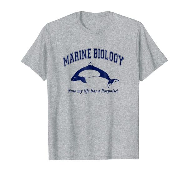 

marine biology now my life has a porpoise pun t shirt, White;black