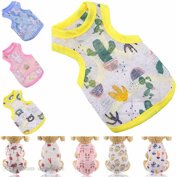 Mode Hundebekleidung Hundekleidung Sonnenschutzweste Kühle und atmungsaktive Frühlings-Sommer-Sublimations-Katzenhaustierkleidung für kleine mittelgroße Hunde Mädchen Kaktus A14