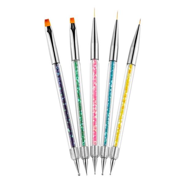 

nail art kits 5 pcs paint pen double-headed point drill pull line sequin rod copper tube brush decoration tool set