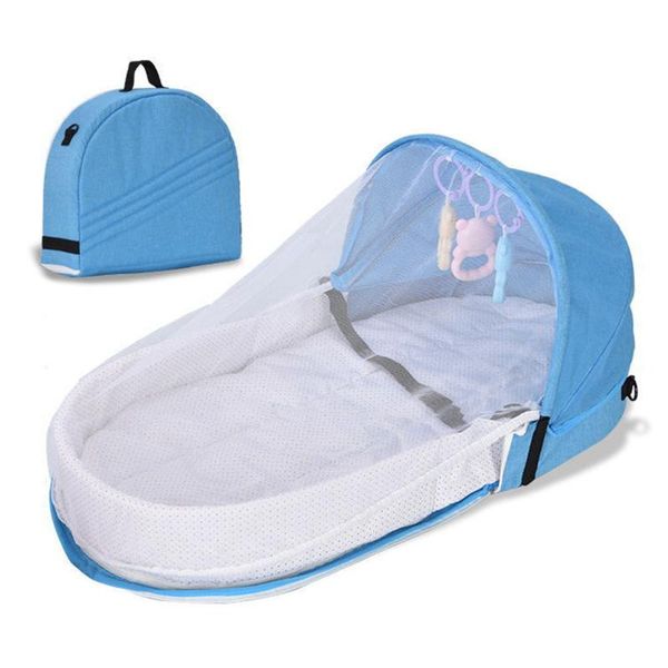 

portable baby net bed born crib travel sun protection mosquito breathable sleeping basket cot with toys cribs