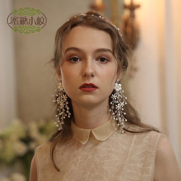 

hair clips & barrettes d2360 bride jewelry super fairy crystal pearl band factory direct for wedding pography headdress, Golden;silver