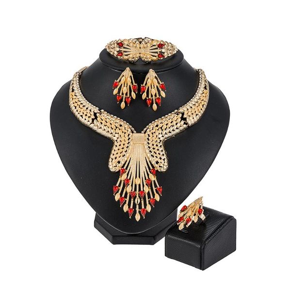 

earrings & necklace exquisite dubai gold designer jewelry set nigerian woman wedding african beads bridal wholesal, Silver