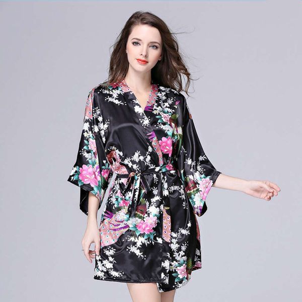 

bathrobe pajamas women's summer robe thin simulation ice silk bathrobe nightdress seductive home clothes large size