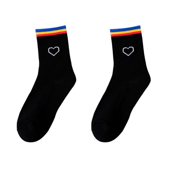 

qiezi all cotton rainbow stripe fashion love college net red, Black;white