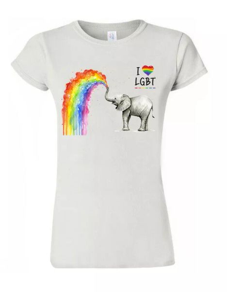 

I LOVE LGBT T Shirt Elephant Rainbow Parade Day Stonewall Gay Unisex TShirt M617, Mainly pictures
