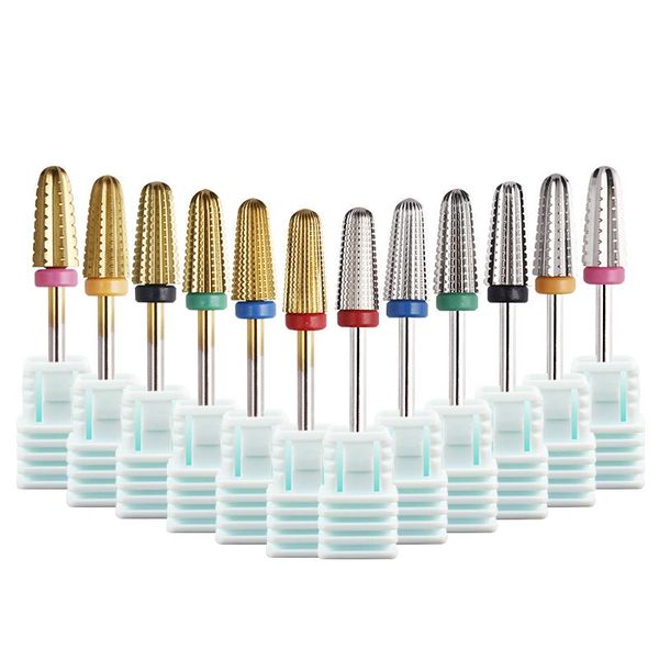 

nail art equipment tungsten electric manicure machine milling cutter gold tip grinding head steel drill bit straight grain polishing tools, Silver